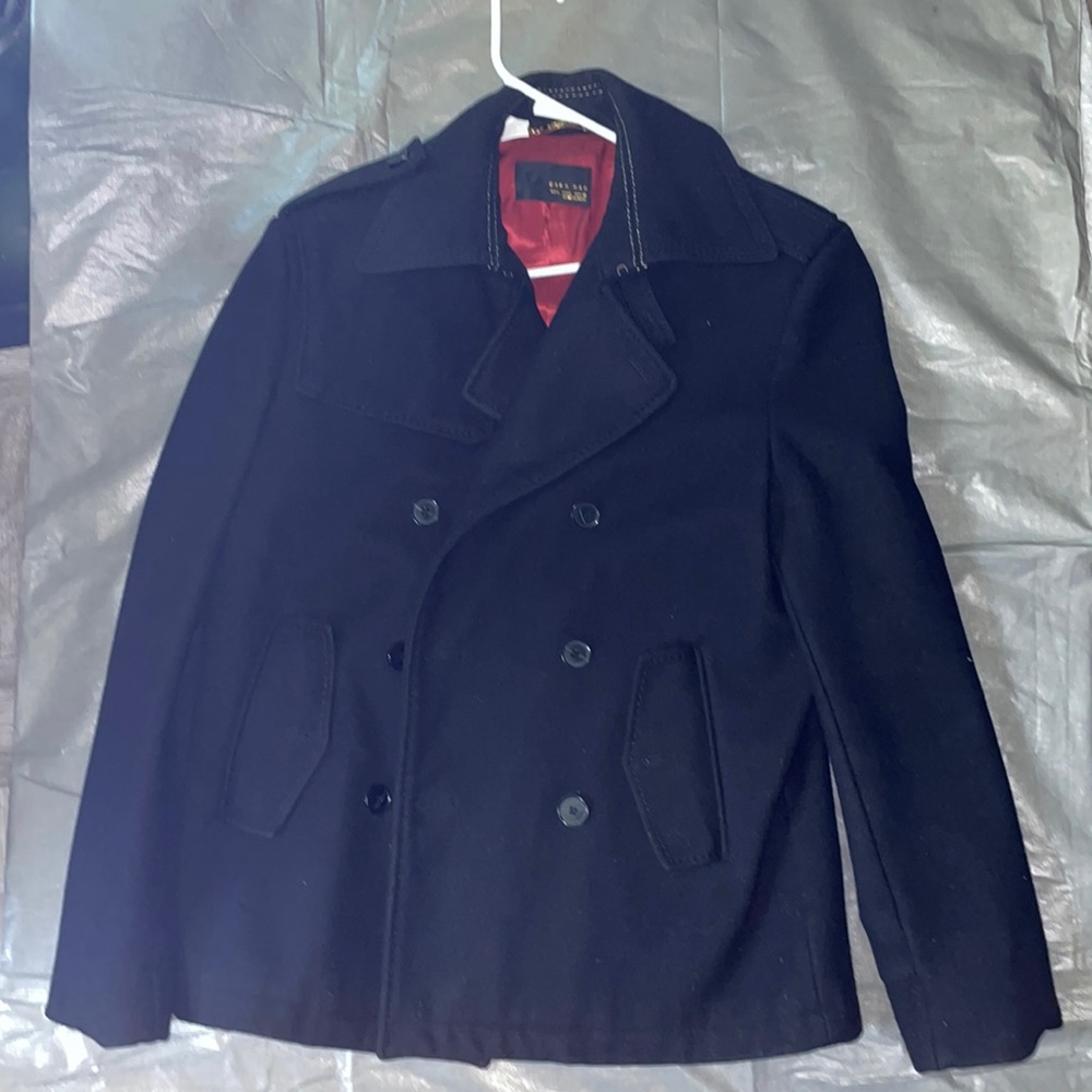 Zara mens black overcoat